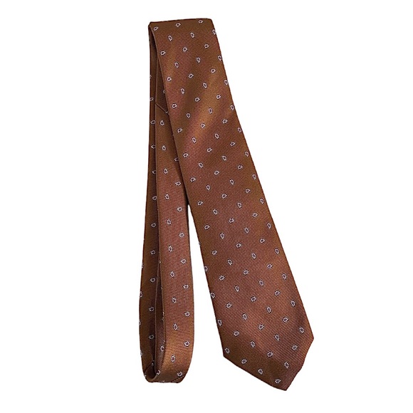 POLO RALPH LAUREN MEN’S VINTAGE BROWN SILK TIE, MADE IN ENGLAND - Picture 3 of 11